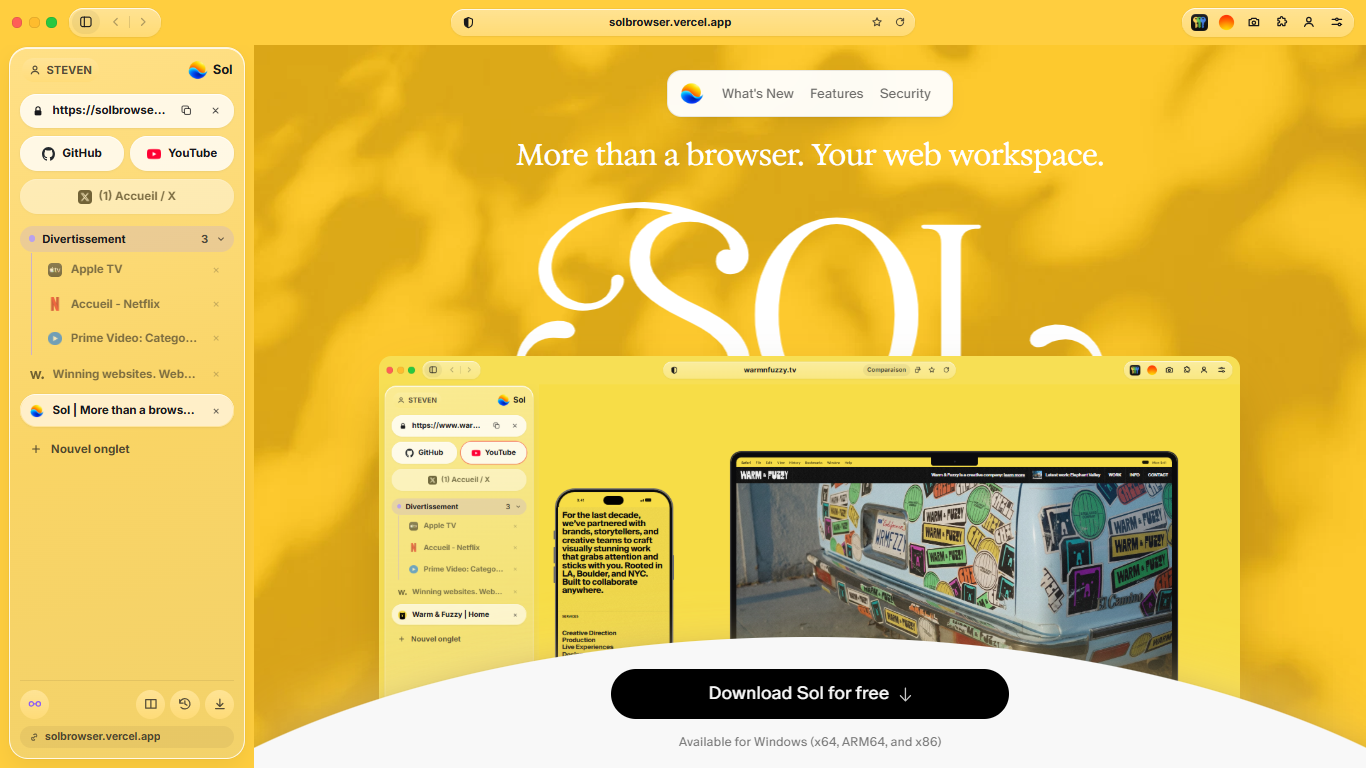 Sol : un navigateur web léger et open source pour Windows