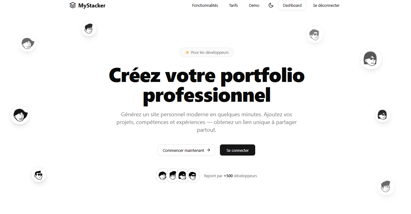 MyStacker — Générateur de site personnel